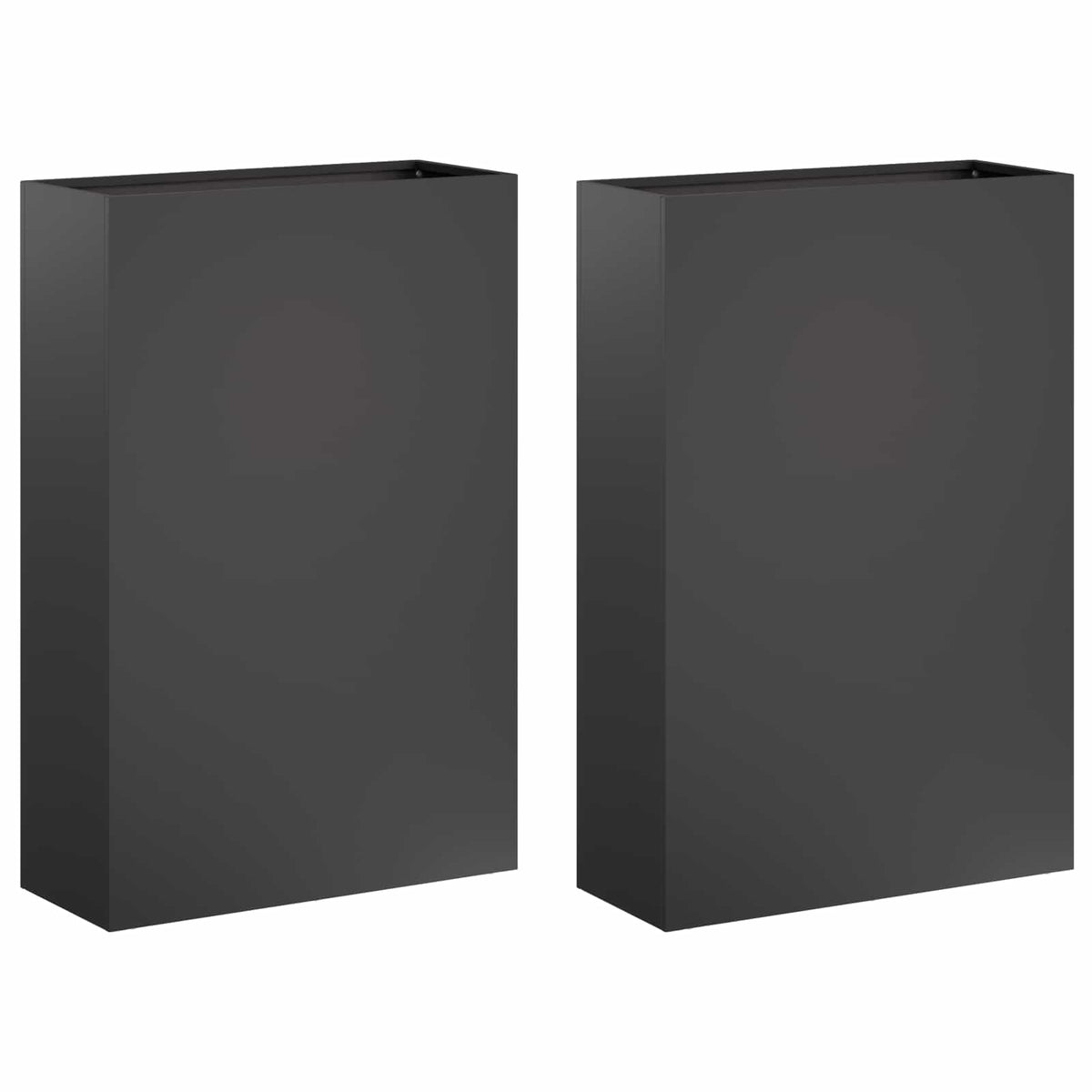 Macetero De Jardín 2 Uds. Negro 50 X 20 X 75 Cm_0