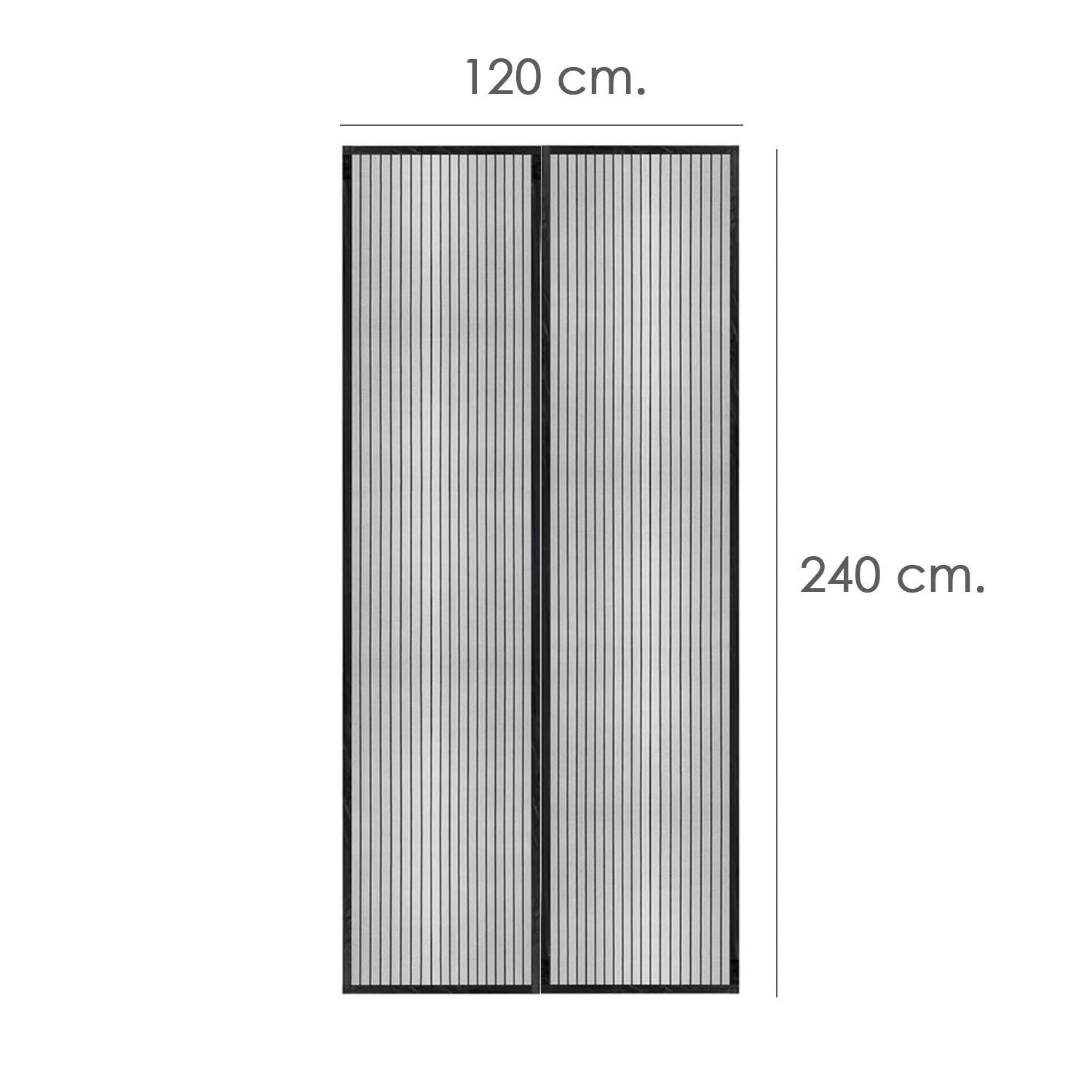 Cortina Mosquitera Para Puertas Con Cierre Central Magnetico Automatico 120 X 240 (alt.) Cm. Color Negro._1
