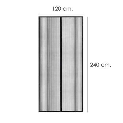 Cortina Mosquitera Para Puertas Con Cierre Central Magnetico Automatico 120 X 240 (alt.) Cm. Color Negro.