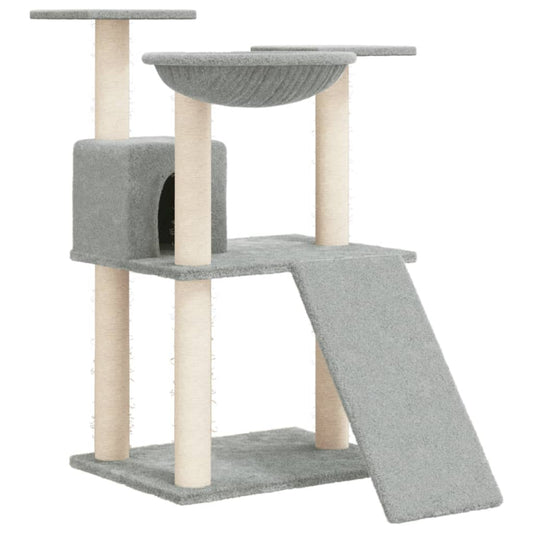 Rascador Para Gatos Con Postes De Sisal Gris Claro 83 Cm_0