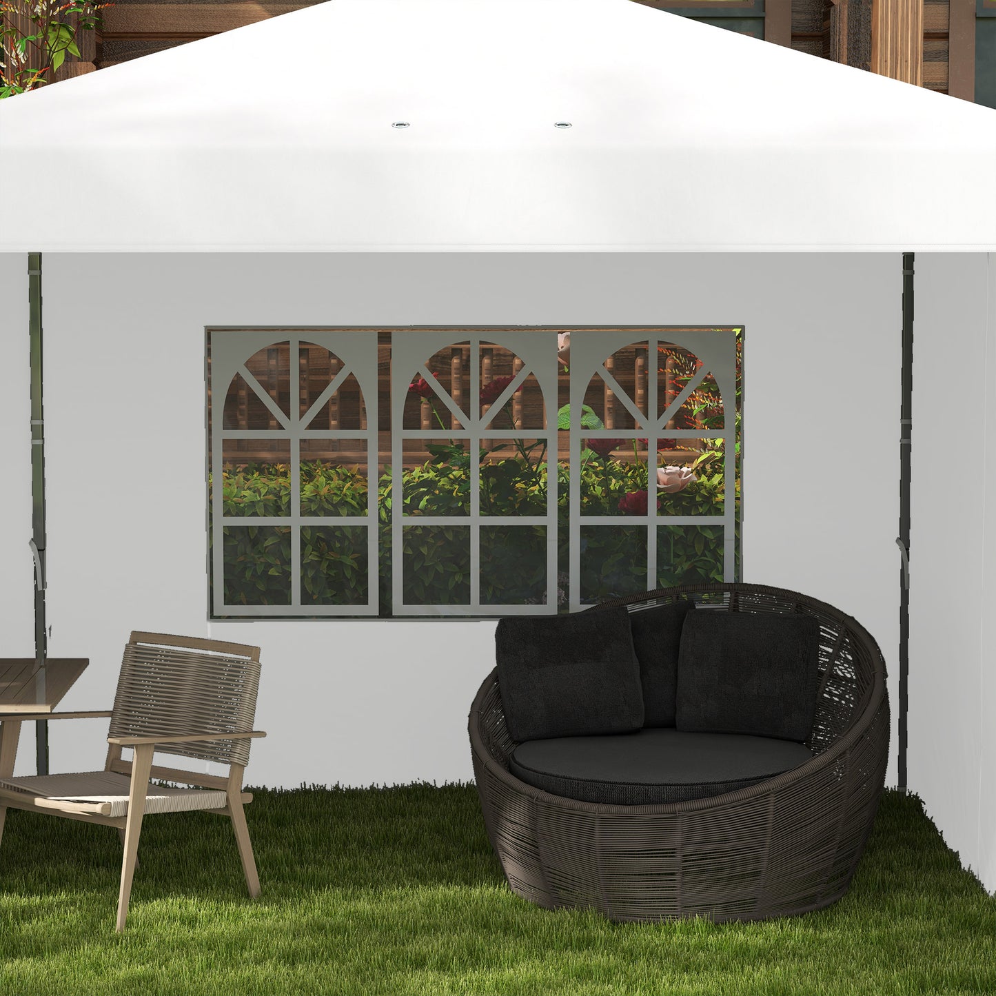 Outsunny Carpa Plegable 6x3 M Con Paredes Laterales Altura Ajustable Blanco_3