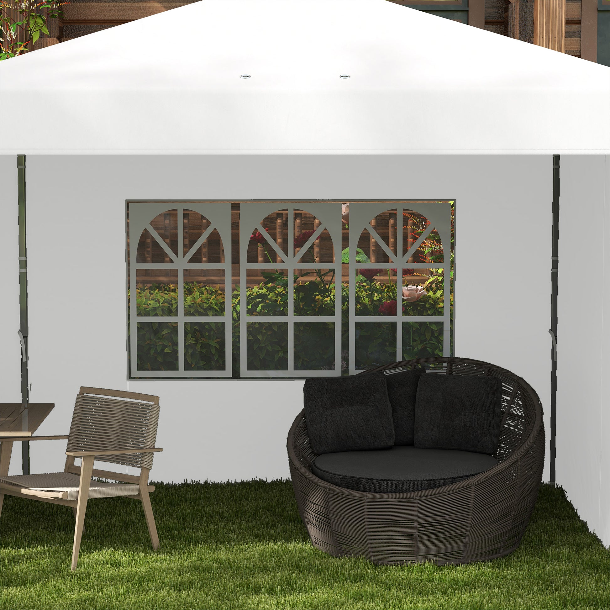Outsunny Carpa Plegable 6x3 M Con Paredes Laterales Altura Ajustable Blanco_3