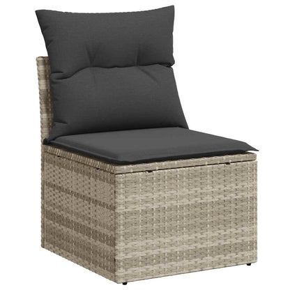 Set De Sofás De Jardín 7 Pzas Con Cojines Ratán Pe Gris Claro / Vetonek_4