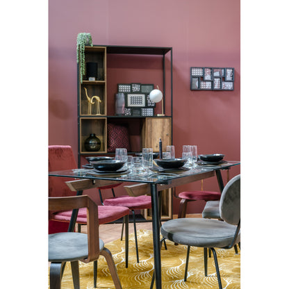 Mesa Comedor Salón Estructura Metal Y Madera Tapa Cristal 6 Personas Industrial Vintage 160x80xh75_4