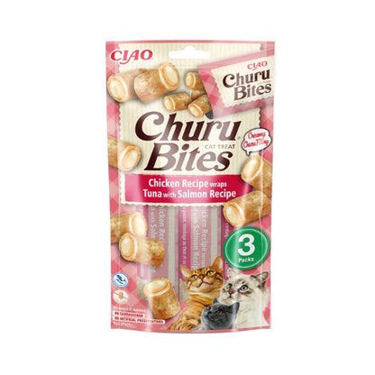 Churu Cat Bites receita de atum e salmão Petisco para gatos 3 x 10 g