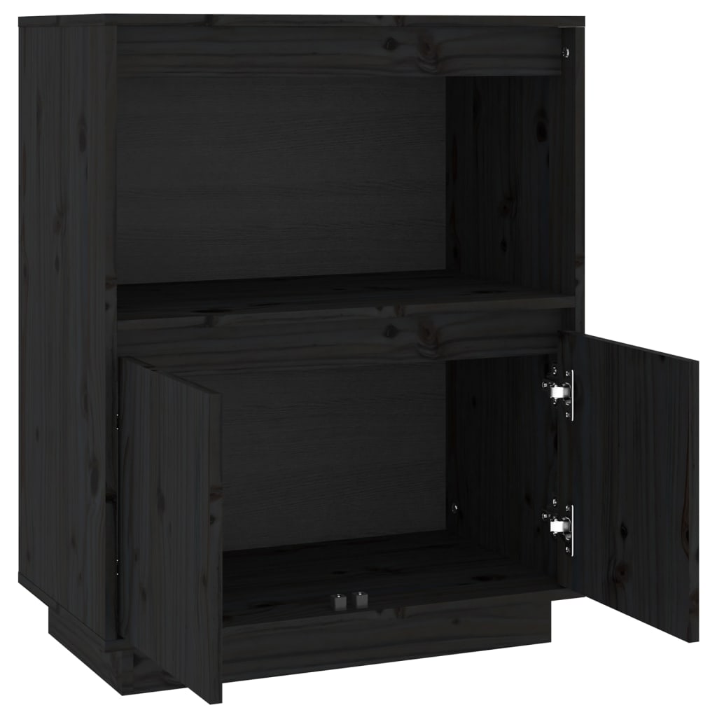 Aparador De Madera Maciza De Pino Negro 60x34x75 Cm / Vetonek_1