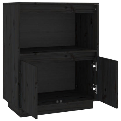 Aparador De Madera Maciza De Pino Negro 60x34x75 Cm / Vetonek_1