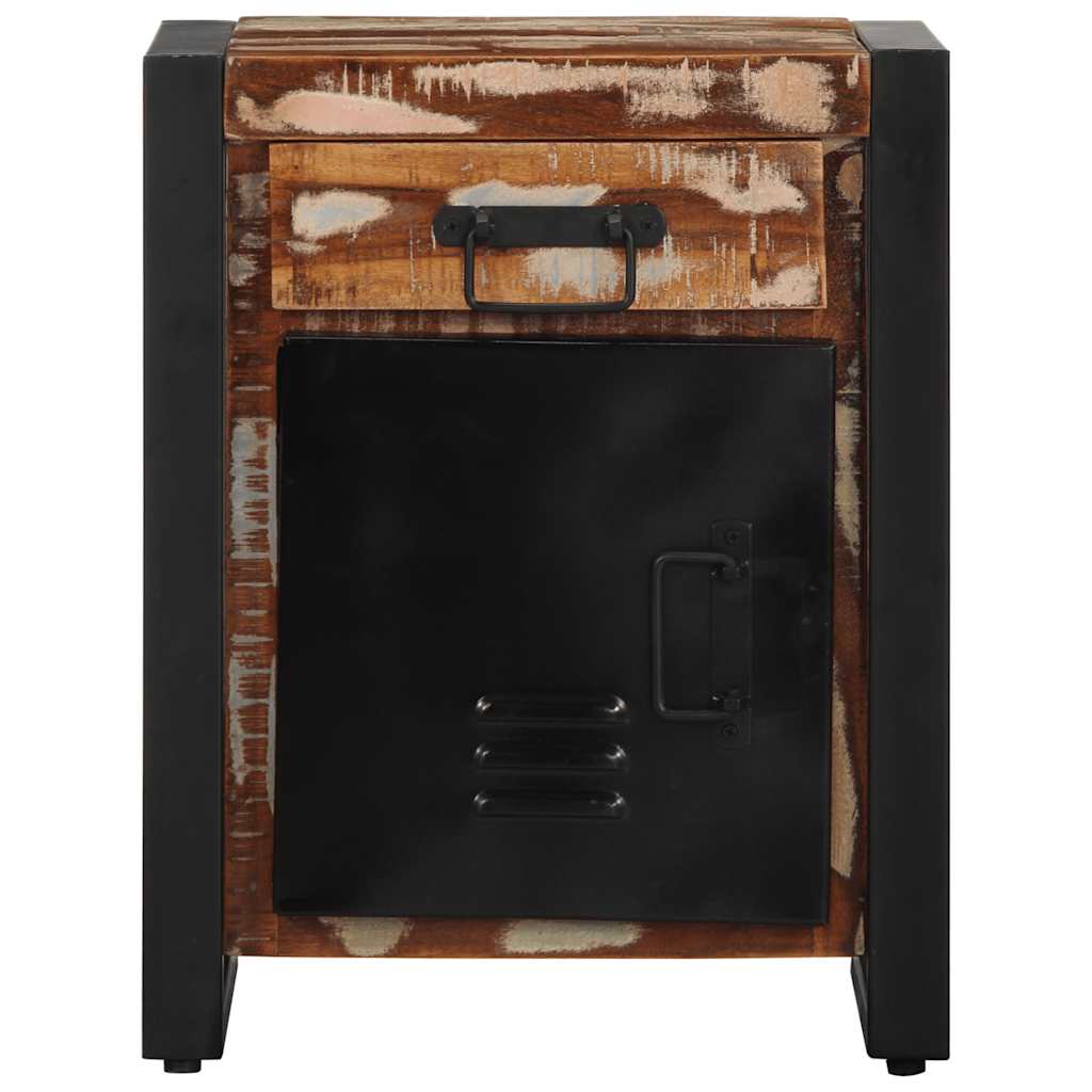 Mesilla De Noche Multicolor 40x30x50 Cm Madera Maciza Reciclada_2