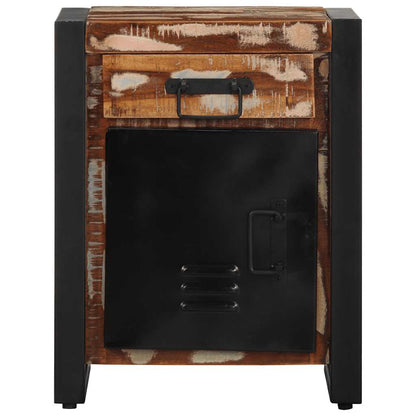 Mesilla De Noche Multicolor 40x30x50 Cm Madera Maciza Reciclada_2