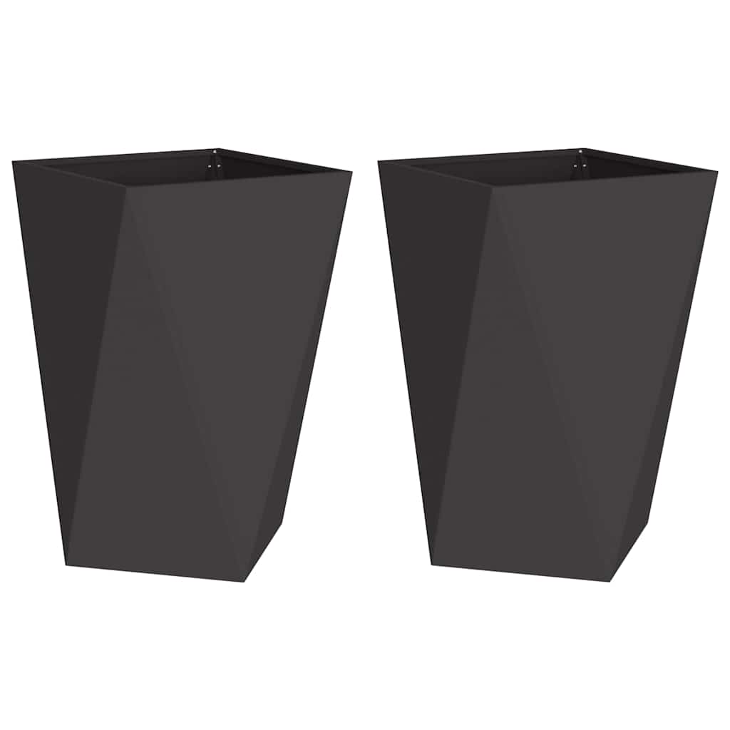 Jardinera 2 Uds. Negro 50 X 50 X 75 Cm Acero_0