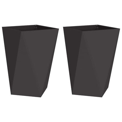 Jardinera 2 Uds. Negro 50 X 50 X 75 Cm Acero_0