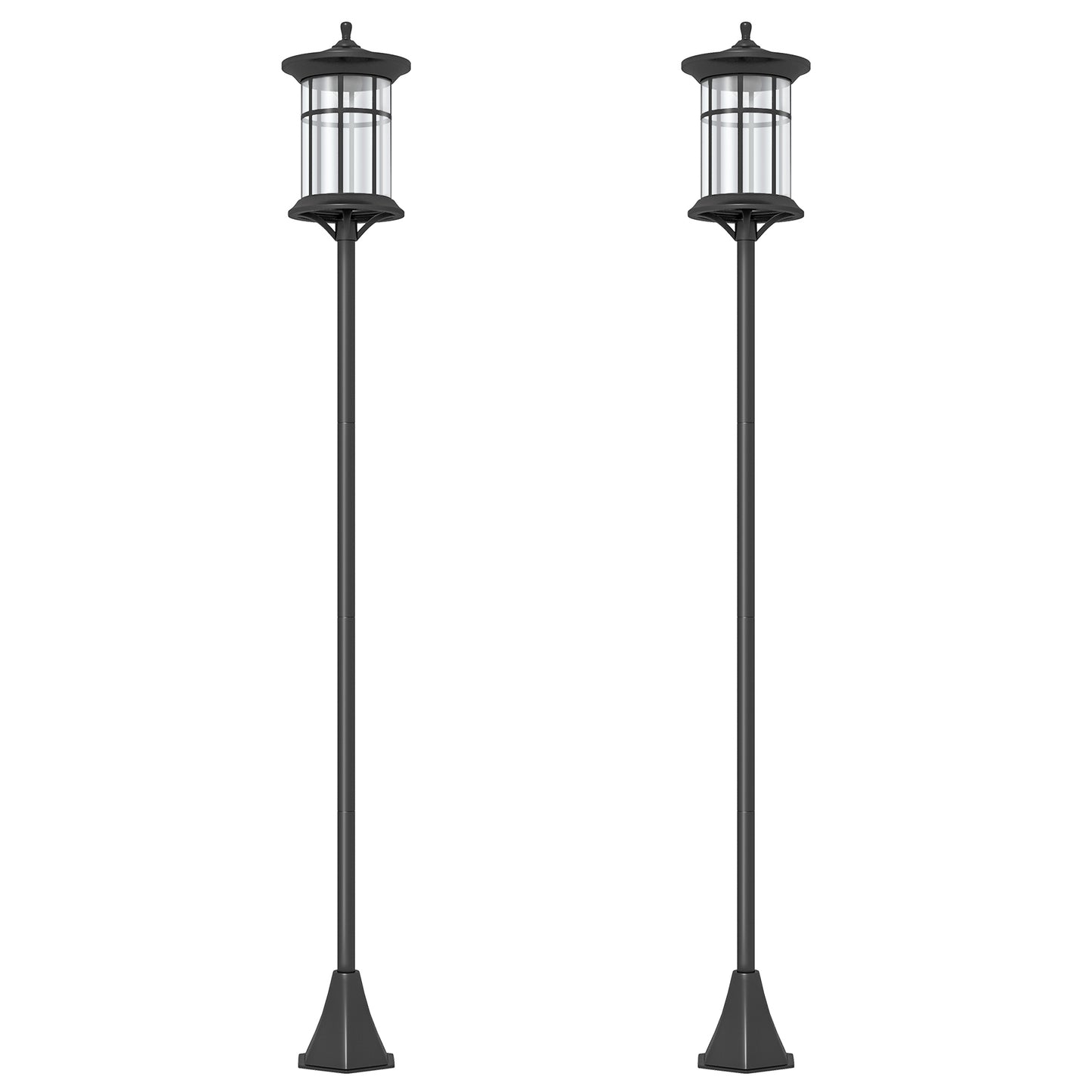 Outsunny 2 Farolas Solares Exterior Con Panel Solar 23,5x23,5x184 Cm Negro_0