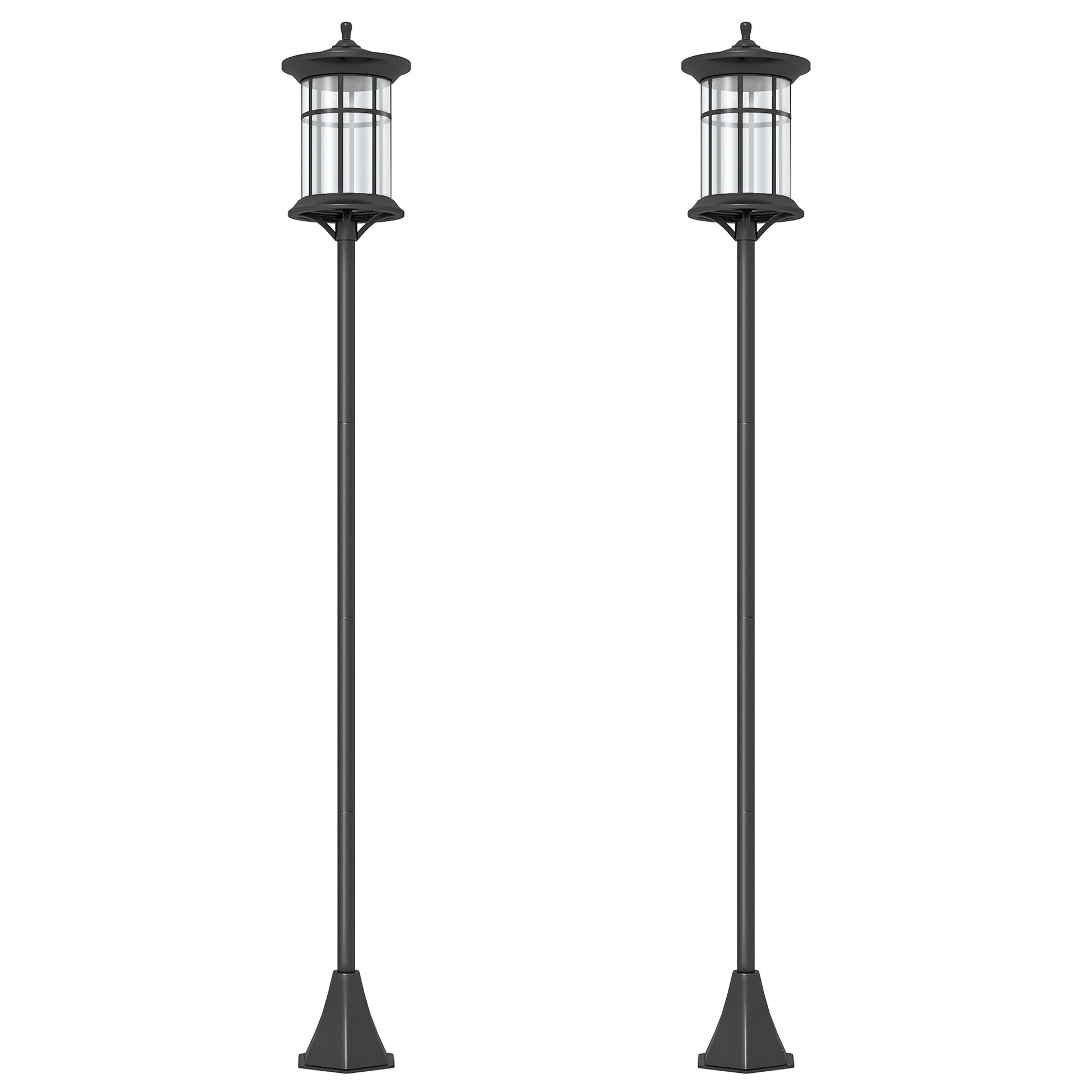 Outsunny 2 Farolas Solares Exterior Con Panel Solar 23,5x23,5x184 Cm Negro_0