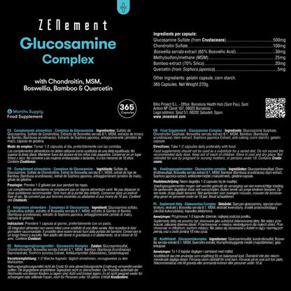 Complexo de Glucosamina com Condroitina + MSM + Boswellia + Quercetina Zenemet, 365 comprimidos