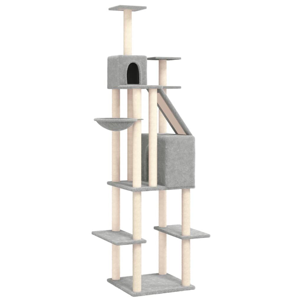 Vidaxl Rascador Para Gatos Con Postes De Sisal Gris Claro 201 Cm_0