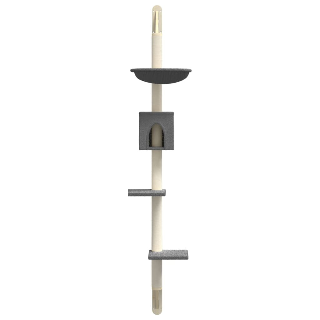 Vidaxl Árbol Rascador Para Gatos De Pared Gris Oscuro 187 Cm_3