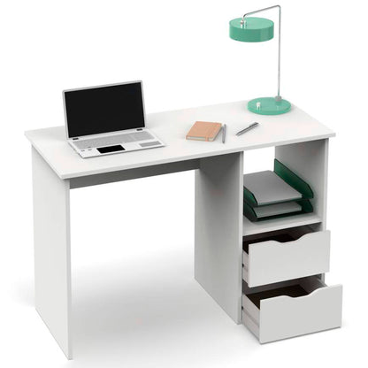Escritorio, Mesa De Ordenador 76x115x50cm 2 Cajones, Oficina, Habitación Juvenil, Desk, Tocador, Briebe, Prakt, Blanco_2
