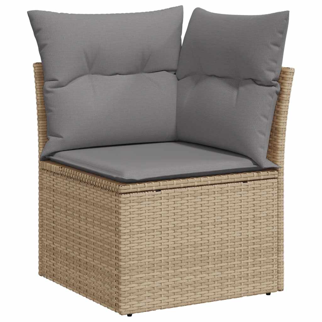 Set De Sofás De Jardín 11pzas Con Cojines Ratán Sintético Beige / Vetonek_3