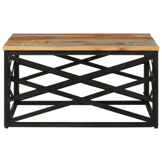 Mesa De Centro De Madera Maciza Reciclada 68x68x35 Cm_0