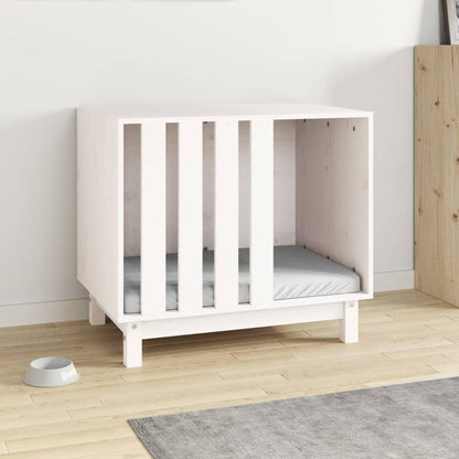Caseta Para Perros Madera Maciza De Pino Blanco 70x50x62 Cm_2