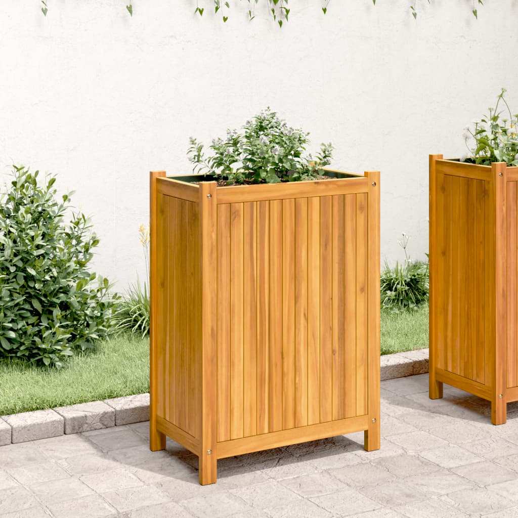 Jardinera Con Forro Madera Maciza De Acacia 54x31x75 Cm_2