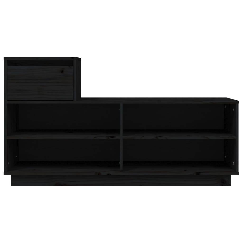 Mueble Zapatero De Madera Maciza De Pino Negro 110x34x61 Cm / Vetonek_1