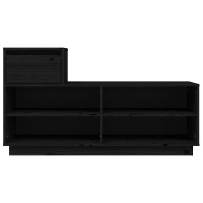 Mueble Zapatero De Madera Maciza De Pino Negro 110x34x61 Cm / Vetonek_1