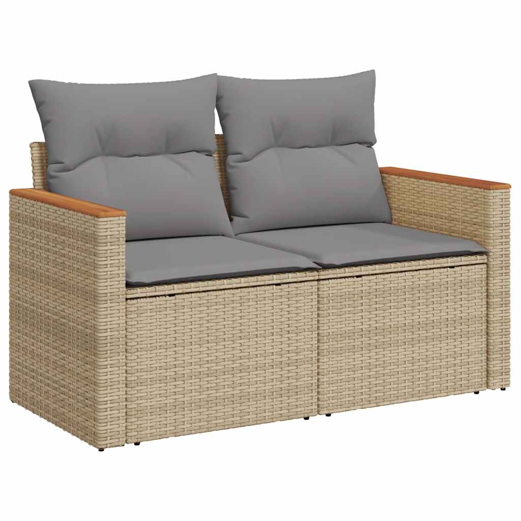 Set Sofás Jardín Y Cojines 8 Pzas Ratán Sintético Acacia Beige / Vetonek_2