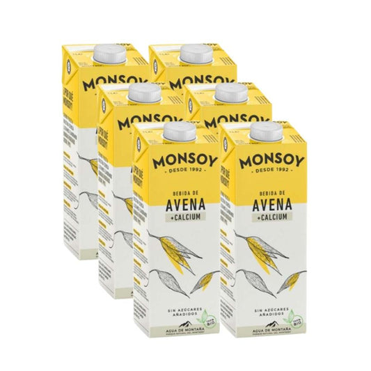 Pack de 6 Bebidas de Aveia Biológica Monsoy com Cálcio 1 L