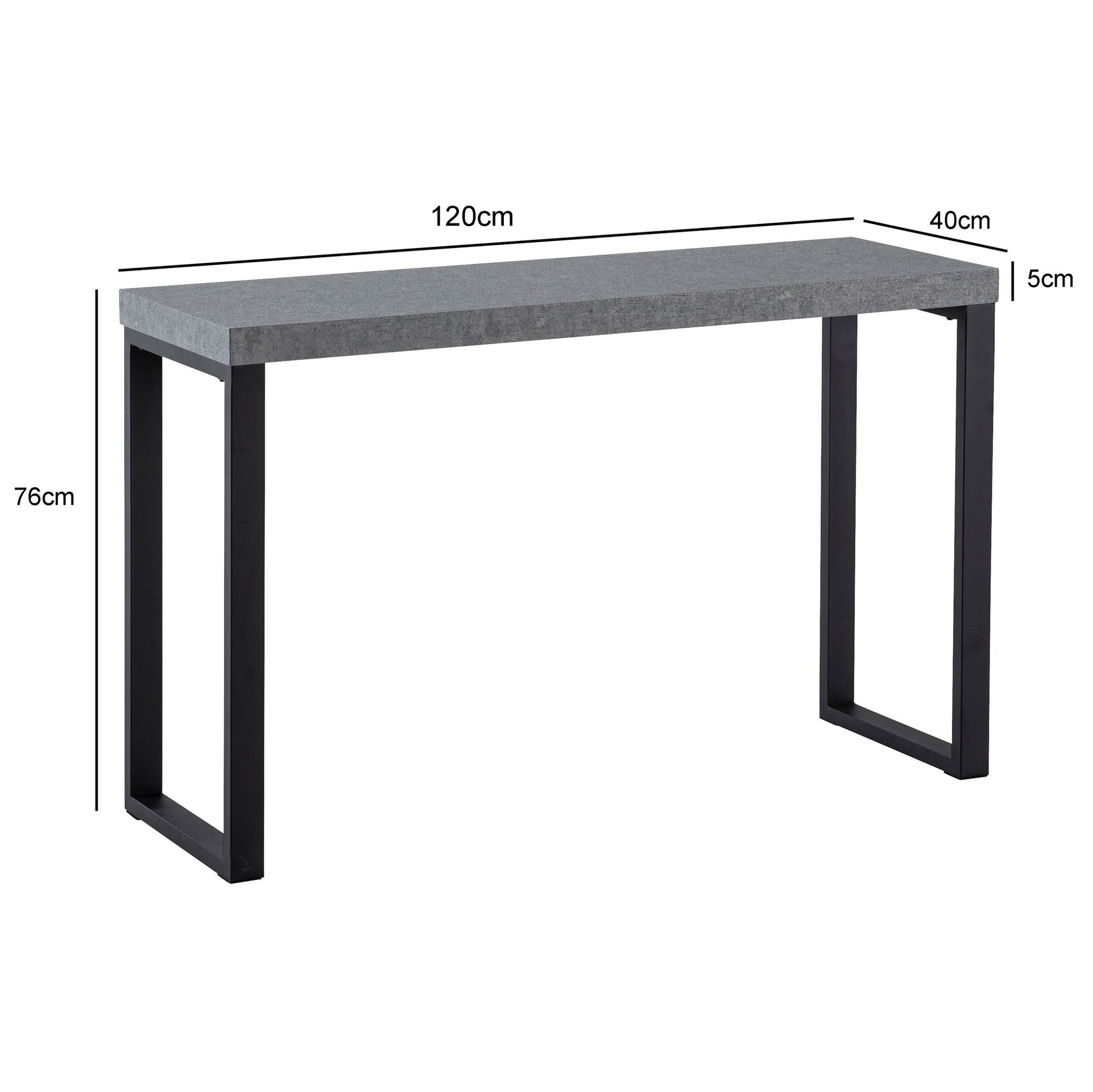 Mesa Consola Aspecto Hormigón / Negro 120x40x76 Cm_3