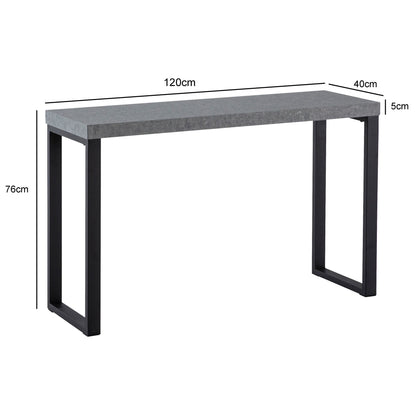 Mesa Consola Aspecto Hormigón / Negro 120x40x76 Cm_3