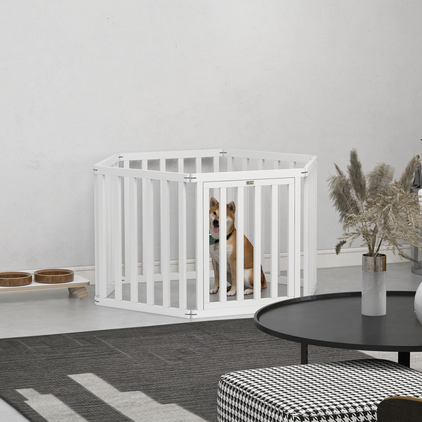 Pawhut Parque Para Perros De 6 Paneles 60x70 Cm Forma Personalizable Blanco_1