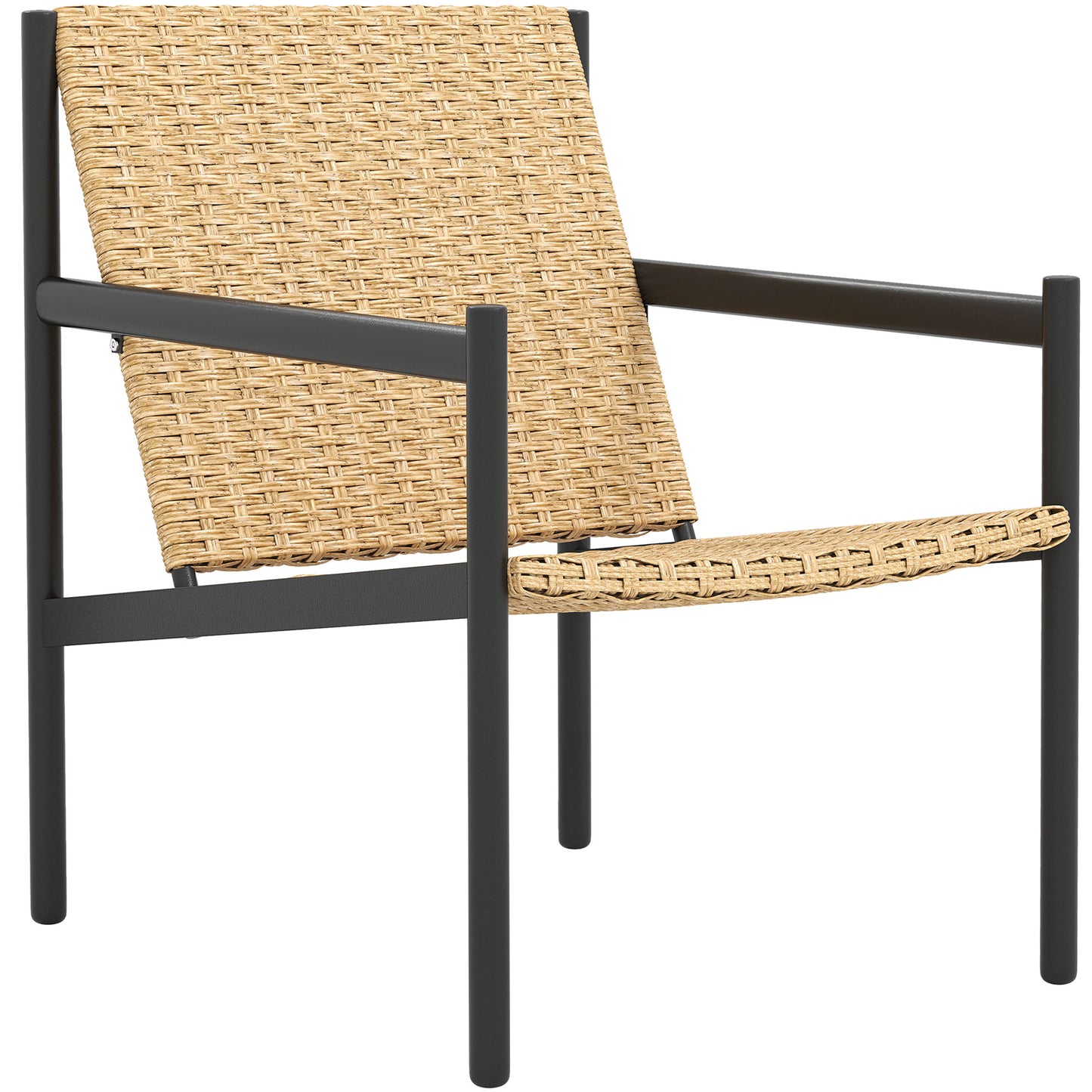 Outsunny Silla De Ratán De Jardín Individual Con Reposabrazos Respaldo Inclinado_0