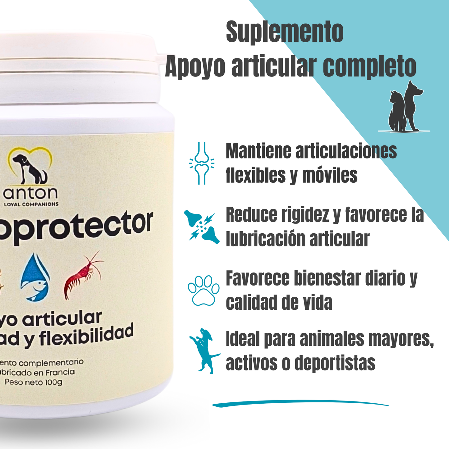 Suplemento natural para la movilidad articular de perros y gatos – Condroprotector 100 g_1