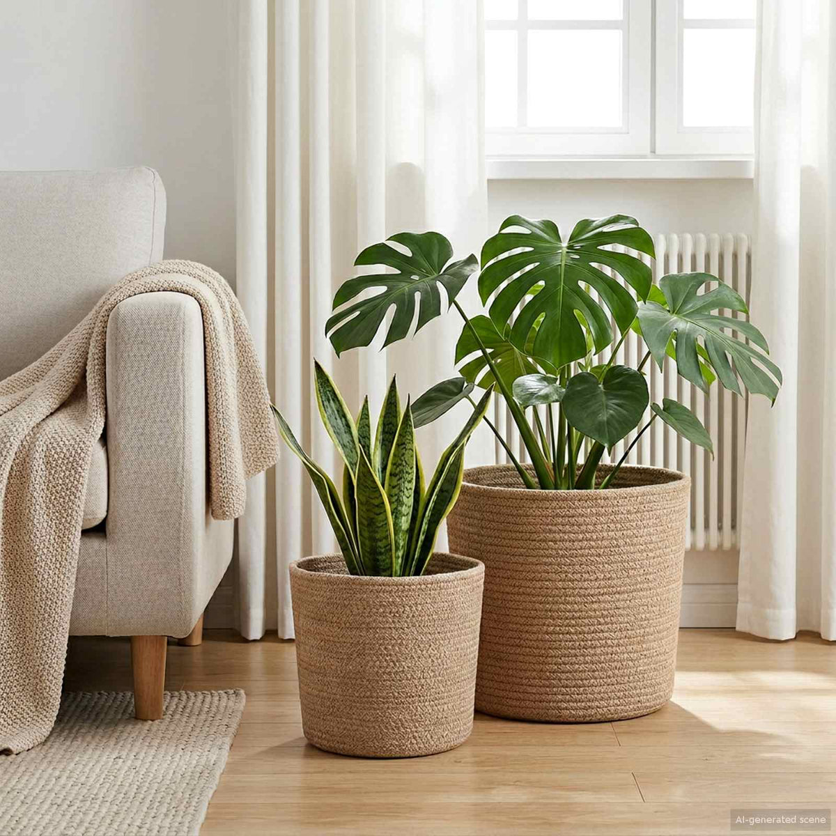 Set De Macetas De Planta 2 Uds. Natural Ø 28 X 28 Cm_1