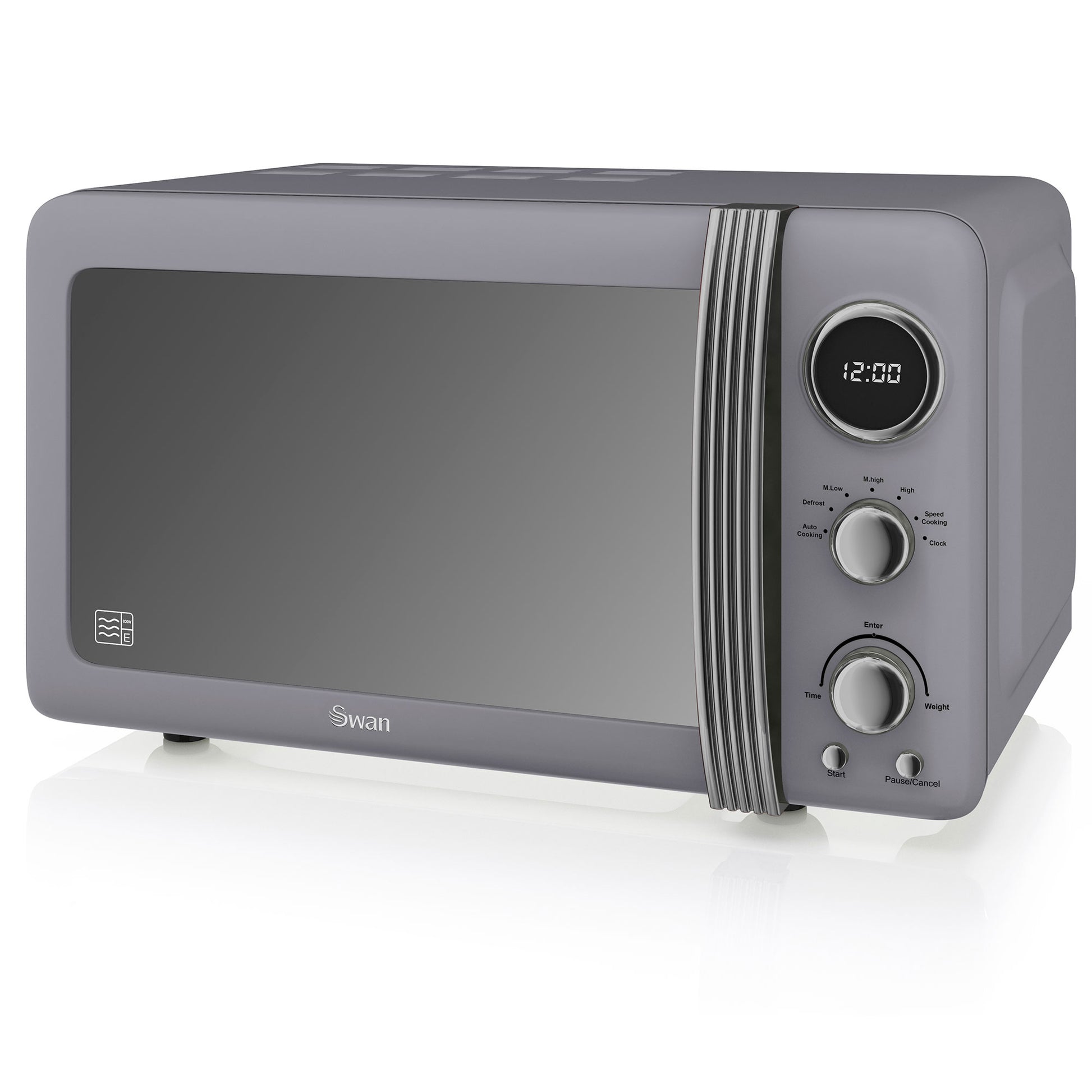 Swan Retro Microondas Digital 20l, 5 Niveles De Potencia, Función Descongelación Temporizador 60 Min, Sm22030grneu, Gris_0