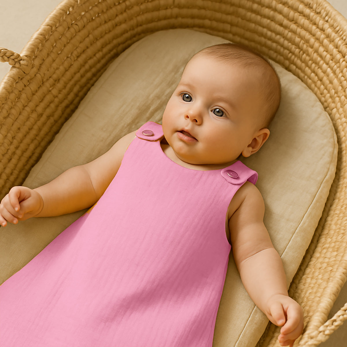 Saco De Dormir De Verano De Algodón Orgánico Rosa_1