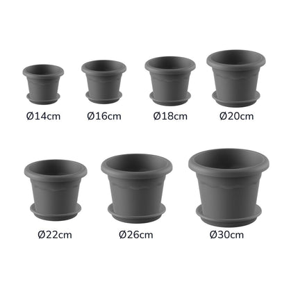Embalagem de vasos redondos com pires Terra cor antracite, 30 x 22 cm