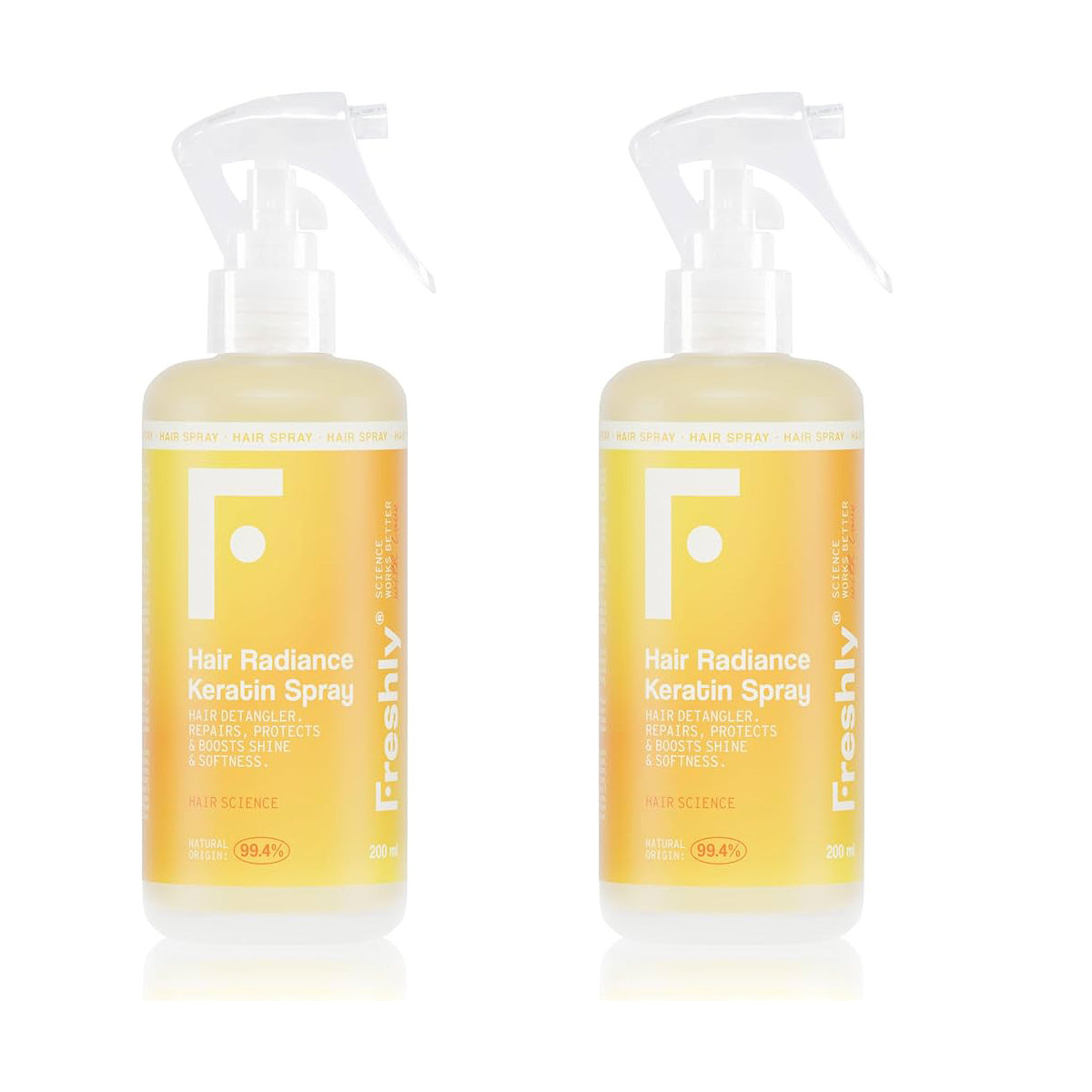 Pack de 2 sprays de queratina Hair Radiance Freshly 200ml