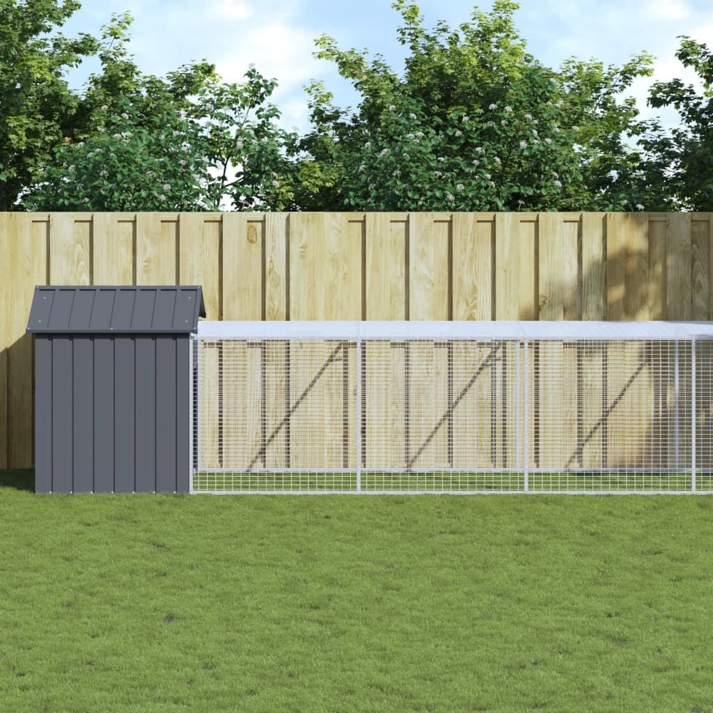 Vidaxl Jaula Gallinas Con Corral Acero Galvanizado Gris 117x1017x123cm_1