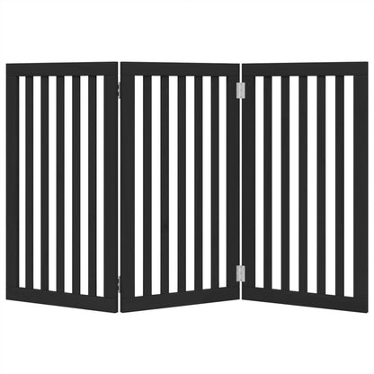 Vidaxl Puerta Para Perros Plegable 3 Paneles Madera Álamo Negra 150 Cm_3