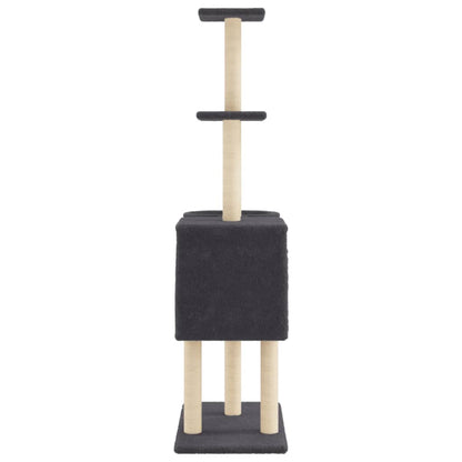 Rascador Para Gatos Con Postes De Sisal Gris Oscuro 145 Cm_4