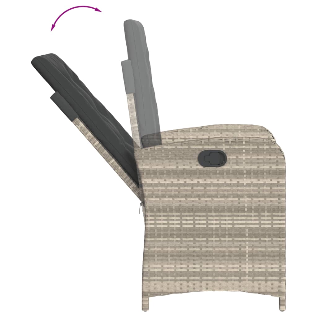 Set Comedor De Jardín 9 Pzas Cojines Ratán Sintético Gris Claro / Vetonek_1