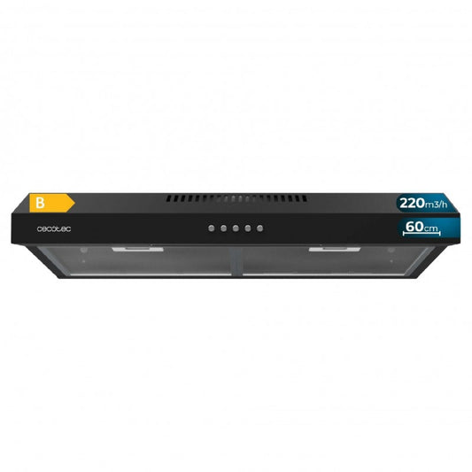 Campana Extractora De 60cm De Ancho Bolero Flux Cm 602200 Black B. Potencia Succión 220m3/h, Motor 70w, Bajo Consumo, Control Mecánico, 3 Niveles De_0