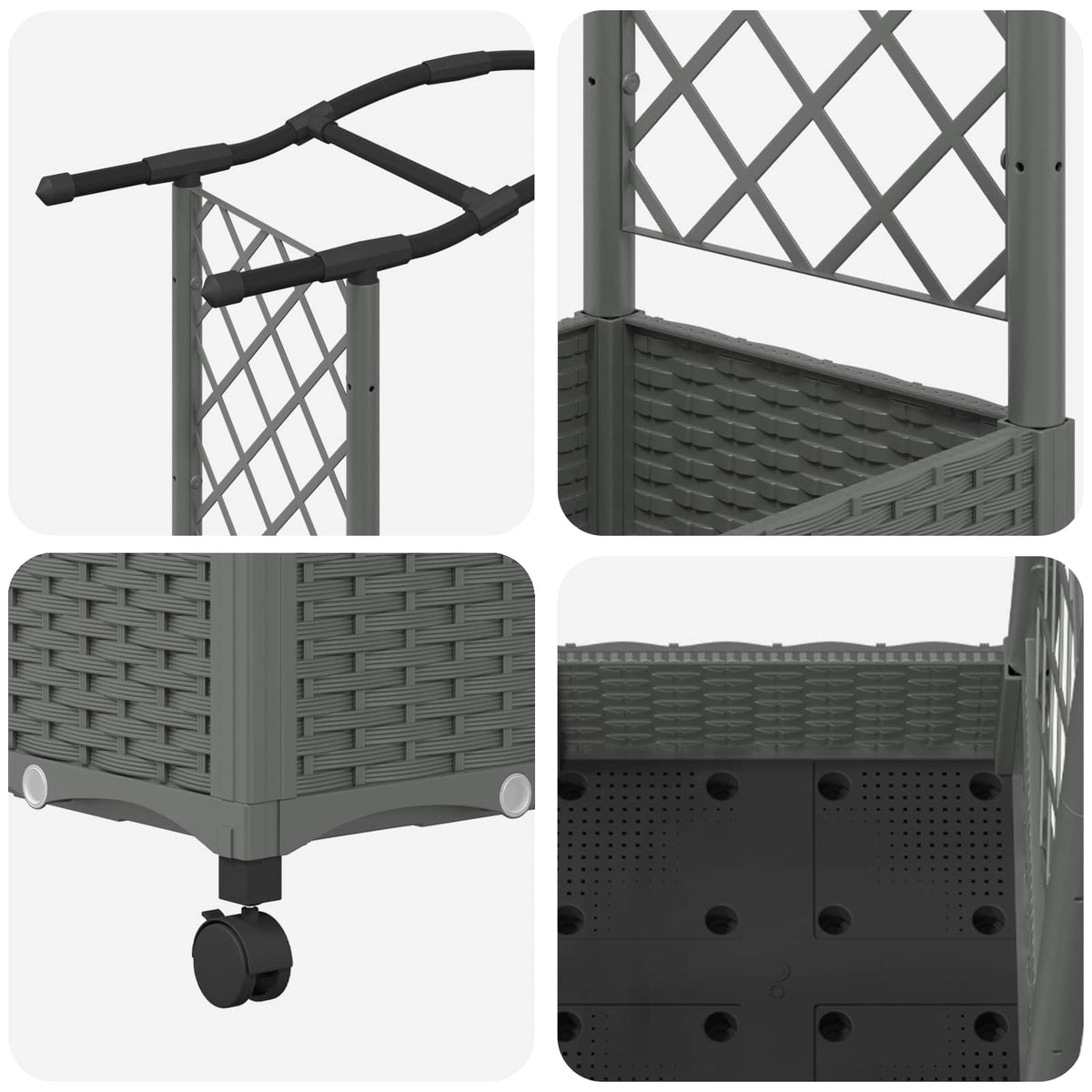 Cama Elevada Con Trellis Y Techo Gris Claro 207 X 40 X 129 Cm_5