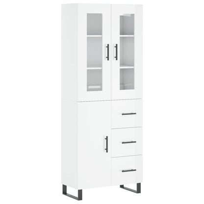 Aparador Alto Madera Contrachapada Blanco Brillo 69,5x34x180 Cm_1
