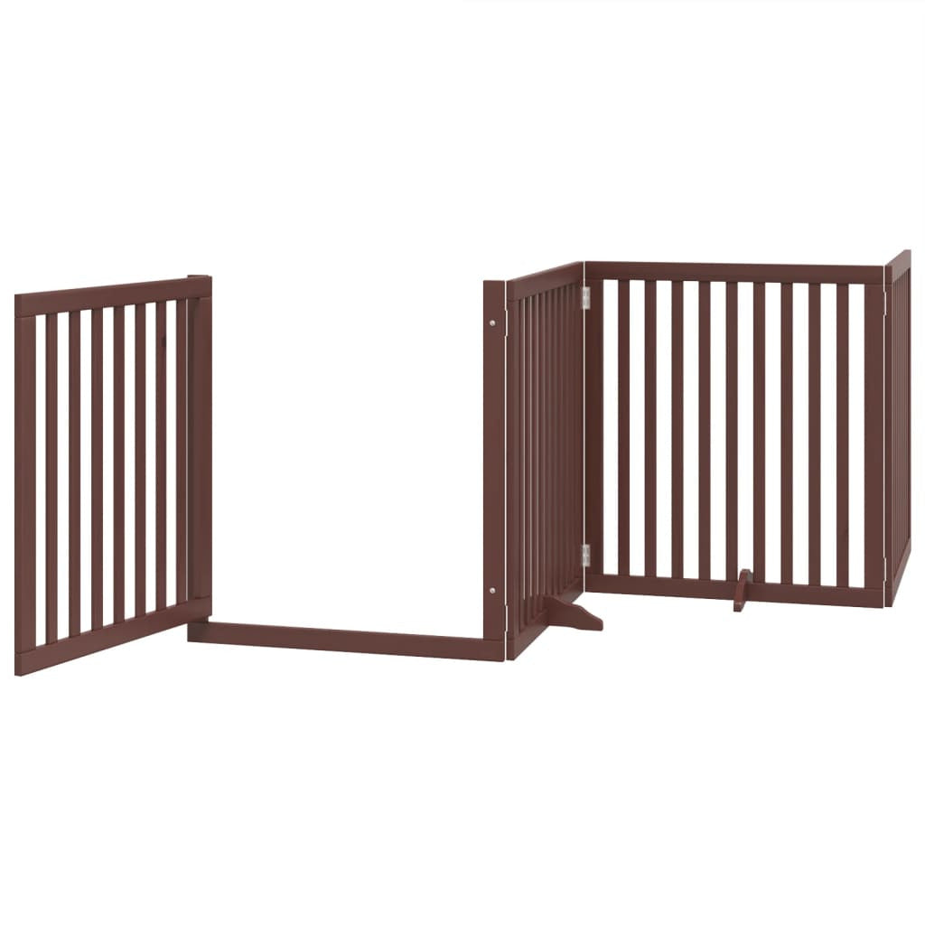 Vidaxl Puerta Para Perros Plegable 4 Paneles Madera Álamo Marrón 320cm_3