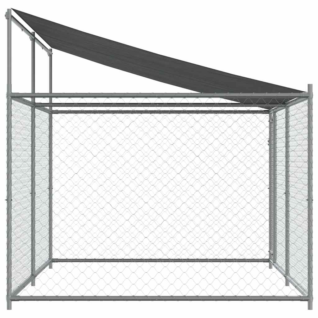 Jaula De Perros Techo Y Puerta Acero Galvanizado Gris 4x2x2 M_4