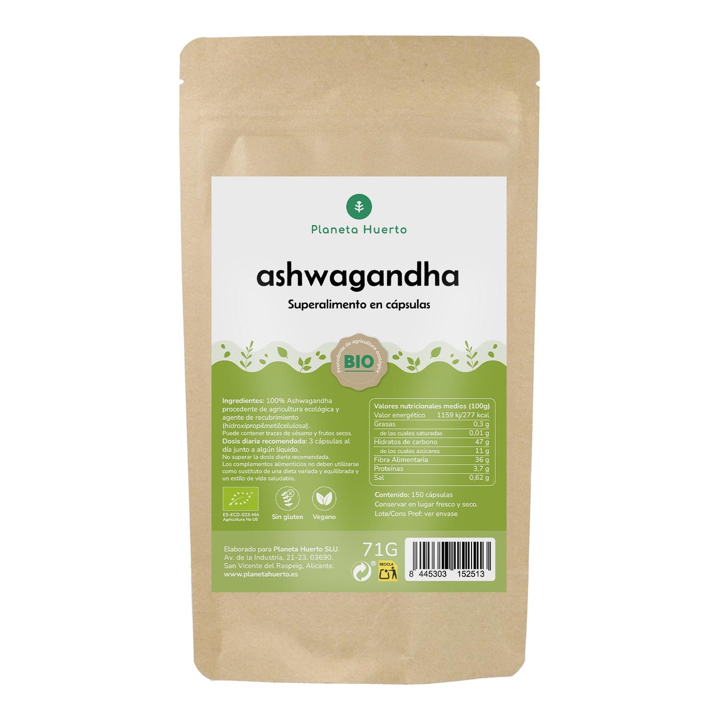 Ashwagandha BIO Planet Garden 150 cápsulas