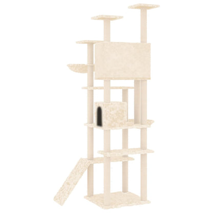 Rascador Para Gatos Con Postes De Sisal Crema 191 Cm_4